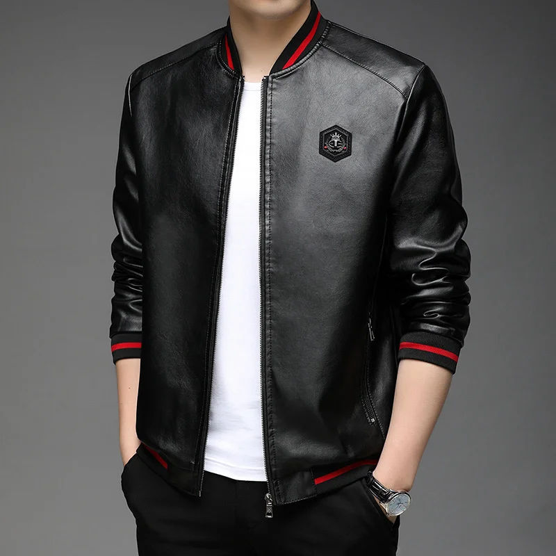 

Grade New Brand Designer Top Casual Fashion Classic Biker Faux Pu Fashion Leather Jacket Men Punk Rock Coats Mens Clothing 2023