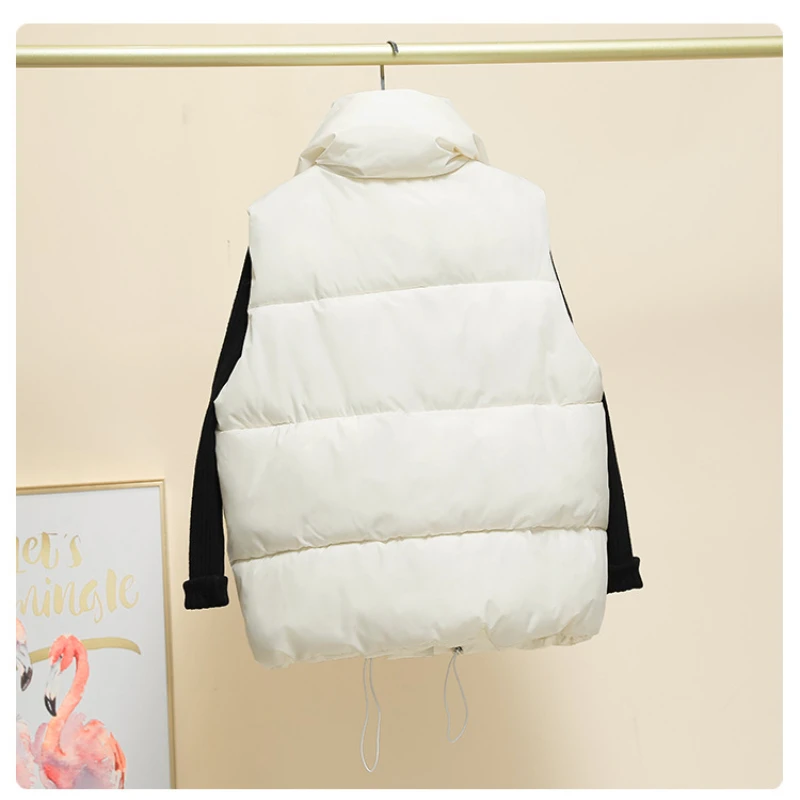 New Winter Women Jacket Vest Stand Collar Sleeveless Down Cotton Vests Casual Loose Warm Windproof Solid Fashion Woman Down Vest