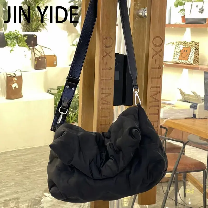 Fashion Padded Puffy Crossbody Bag for Women Designer Quilted Shoulder Bags Luxury Nylon Messenger Bag Casual Big Flap Purses