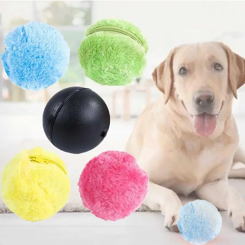 

Dogs Playing Plush Ball Soft Pets Interactive Rolling Ball Toys Automatic Rolling Home Active Balls For Dogs Cats Rabbits