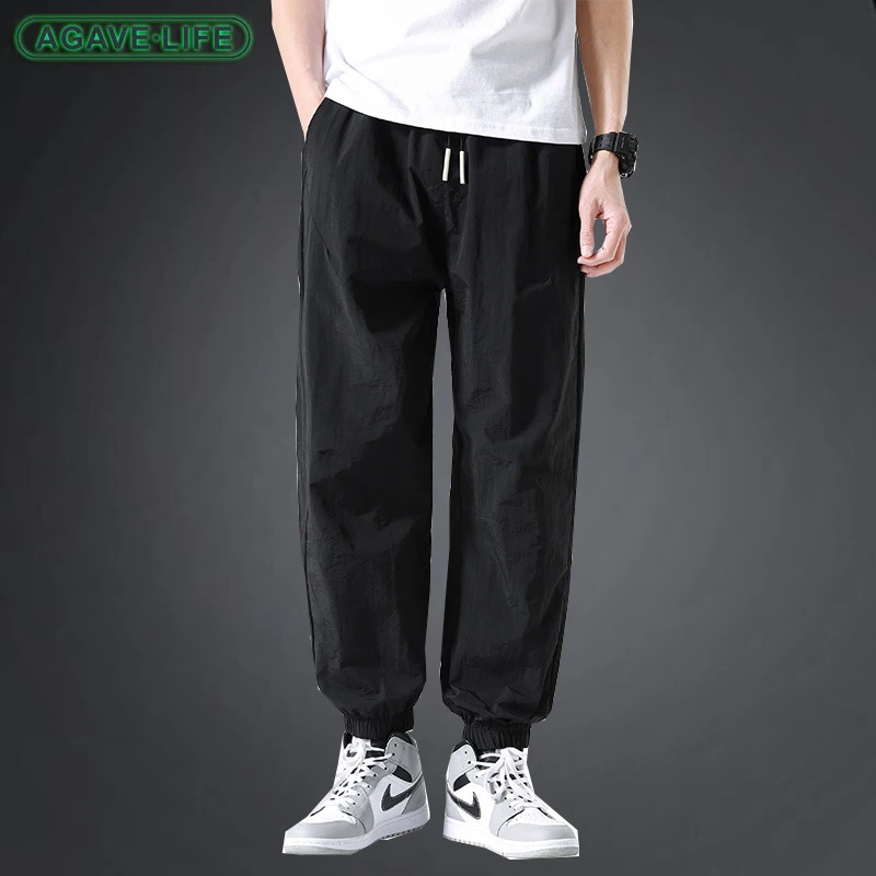 

Летние однотонные мужские модные свободные уличные брюки-султанки, мужские спортивные повседневные Прямые брюки-карандаш в стиле милитари, дышащие