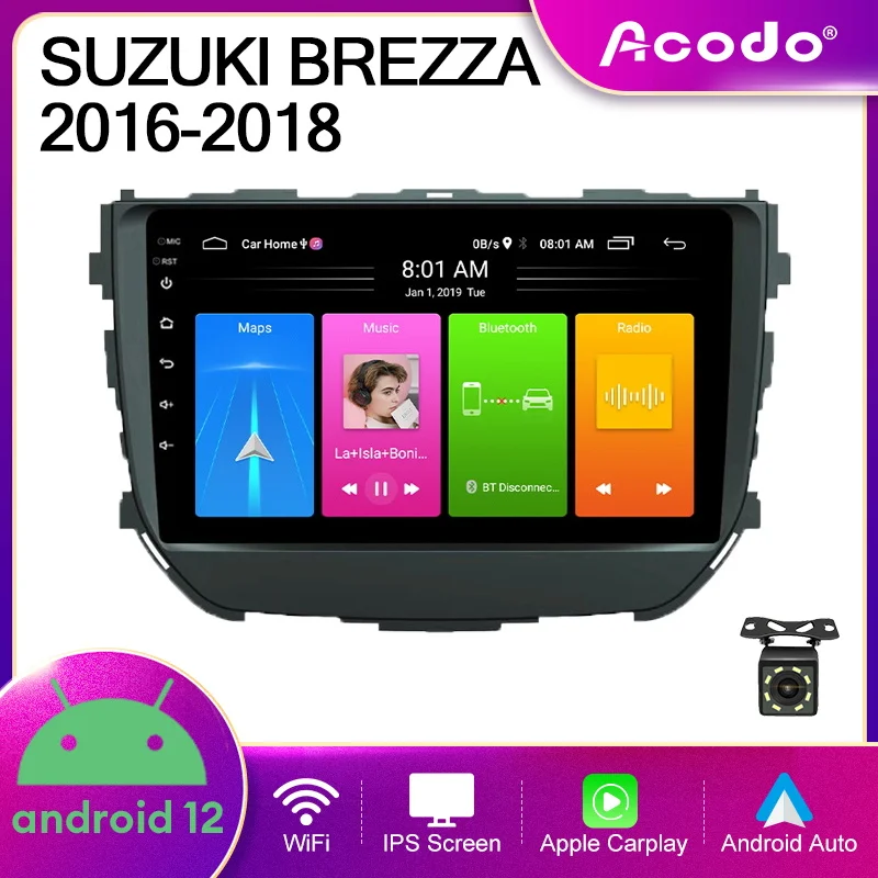 

Acodo 9'' Android12 Car Radio Multimedia Player For SUZUKI BREZZA 2016-2018 BT GPS WIFI FM Youtube Carplay Auto SWC Car Stereo