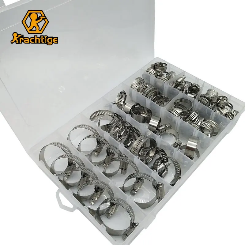 Krachtige 100pcs Stainless Steel Clamp Hose Clamp Hose Clamp Classification Kit with Mini Dual-use Screwdriver