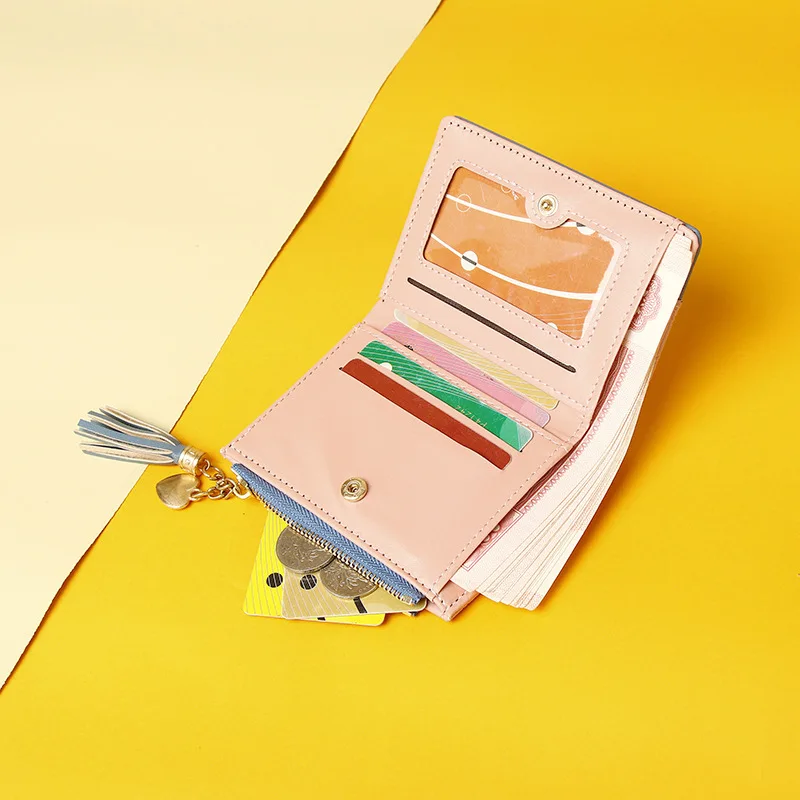 Fashion Woven PULeather Women Short Wallet Functional Coin Purse Money Bags Female Chic Small Multi Card Holders