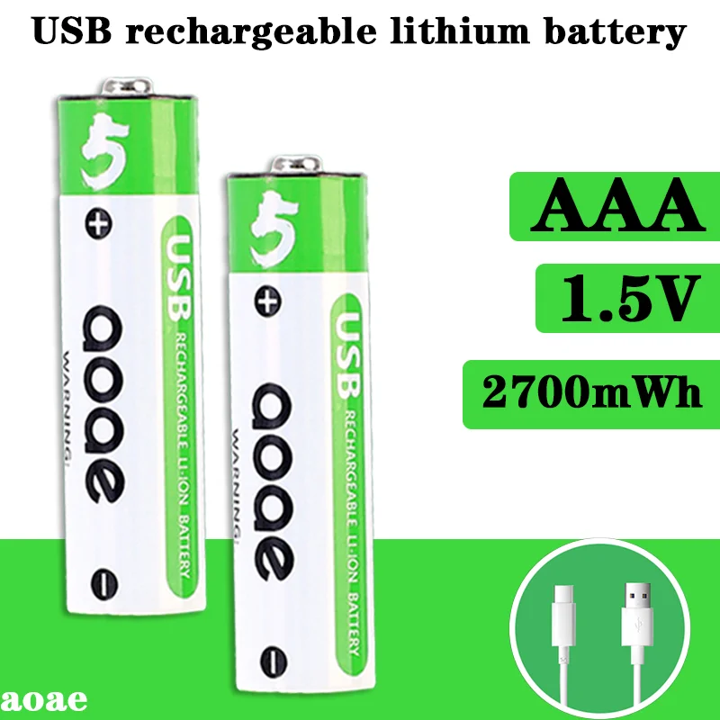 

New AA 2700mWhHigh capacity battery USB rechargeable lithium battery 1.5V constant voltage discharge TYPE-C interface