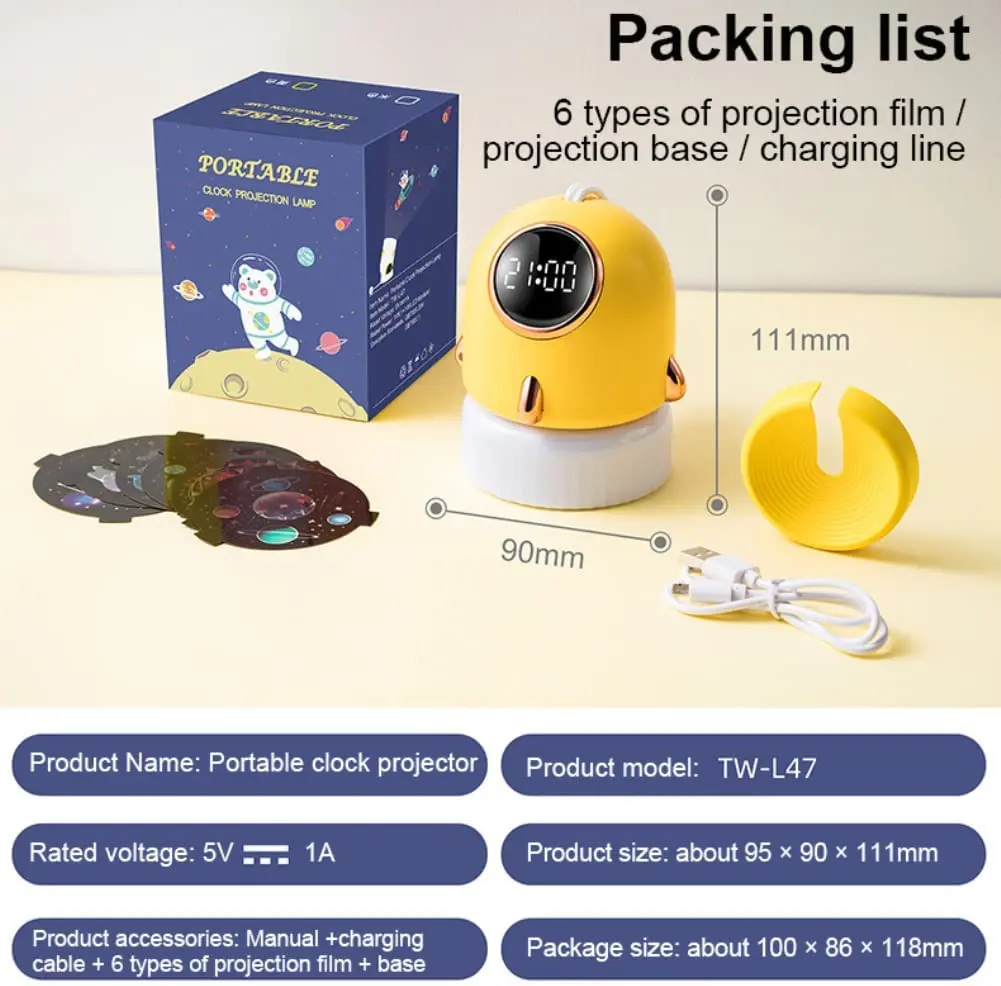 Светодиодная проекционная лампа с мультяшным рисунком USB-светильник таймером