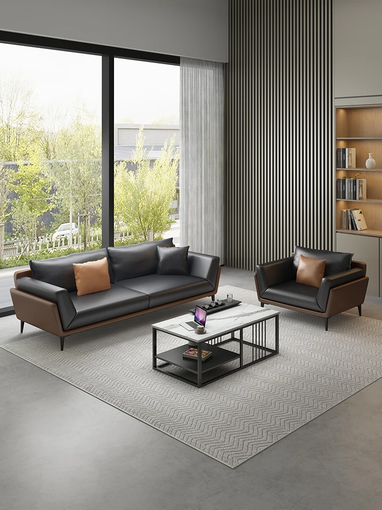 

Office sofa, leather simple, business reception, boss, office living area, casual modern coffee table combination set