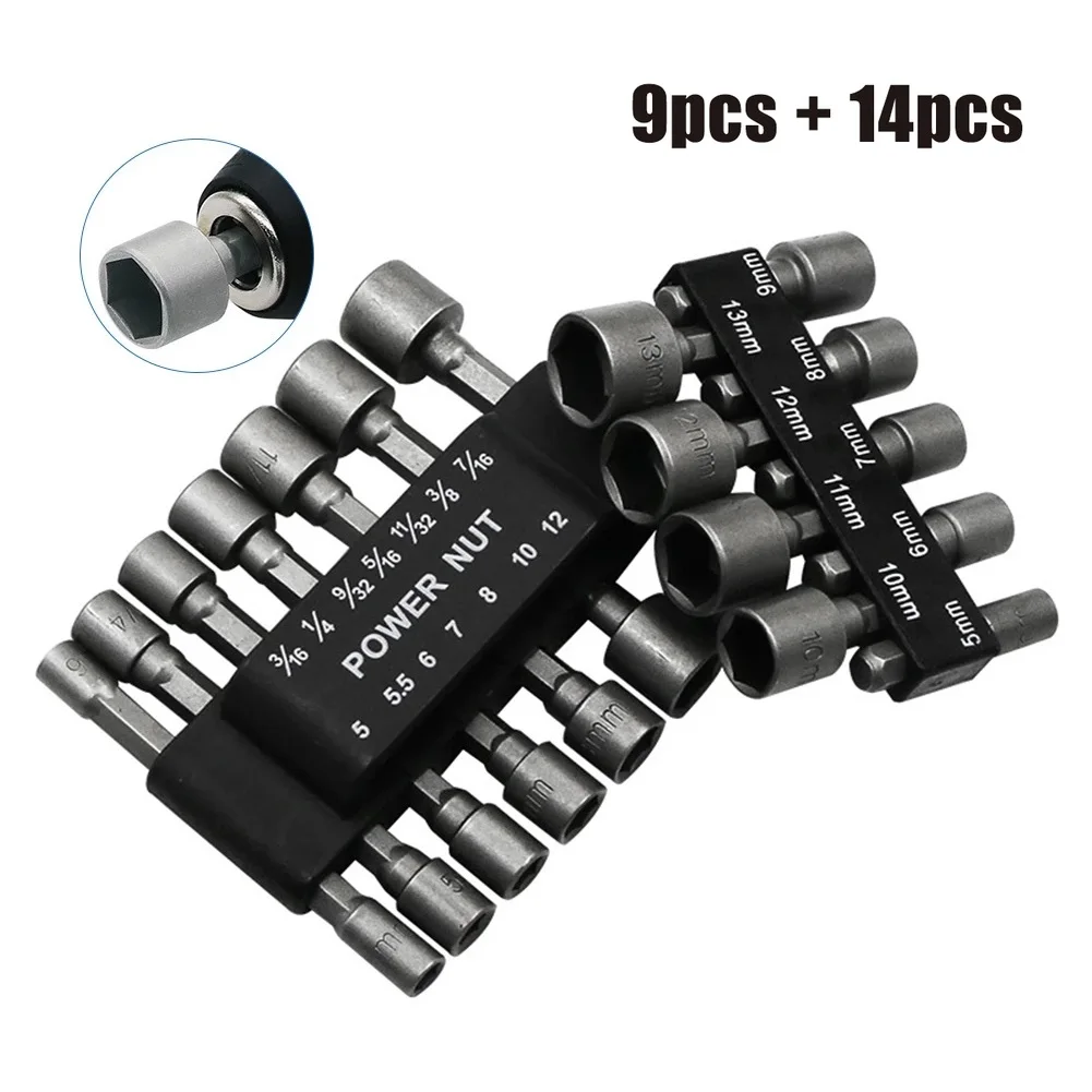 

23Pcs Drill Bit Adapter Hex Nut Driver Socket Kit 1/4'' Hex Nut Driver Wrench Set For Electric Screwdriver Tool Machine Repair