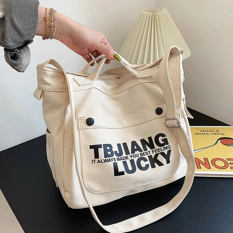 

Korean Canvas Shoulder Tote Bag for Women 2022 Brand Ladies Crossbody Bag Fashion Luxury Designer Retro Female Handbags Purses