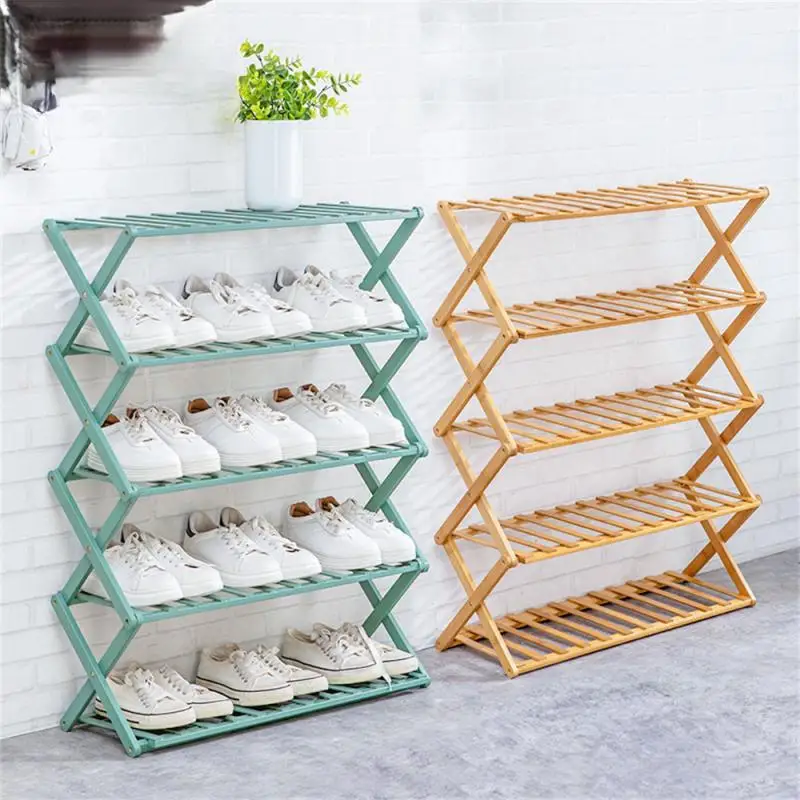 

Foldable Shoe Rack Simple Household Bamboo Shoe Cabinet Multi-layer Installation Free Economic Shelf Shoe Rack