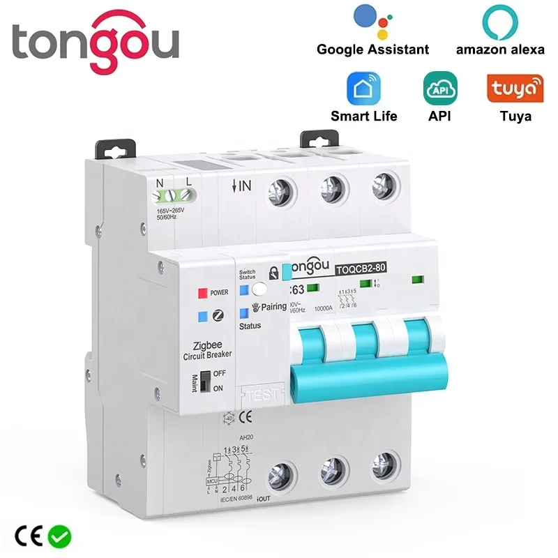 API TO-QCB2 TUYA 3P 63A MCB Zigbee измерительный автоматический выключатель Smart Life таймер