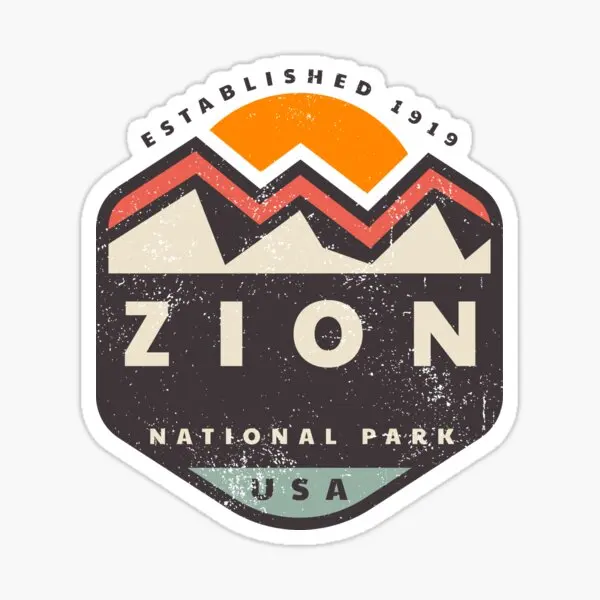 

Zion National Park Mountain 5PCS Stickers for Art Living Room Kid Background Bumper Wall Car Window Cute Laptop Decor