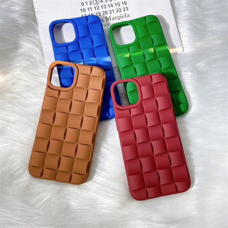 

3d woven pattern shockproof silicone case for iphone 13 12 11 Pro Max 13mini protective cover for iphone 14 14pro x xr xs