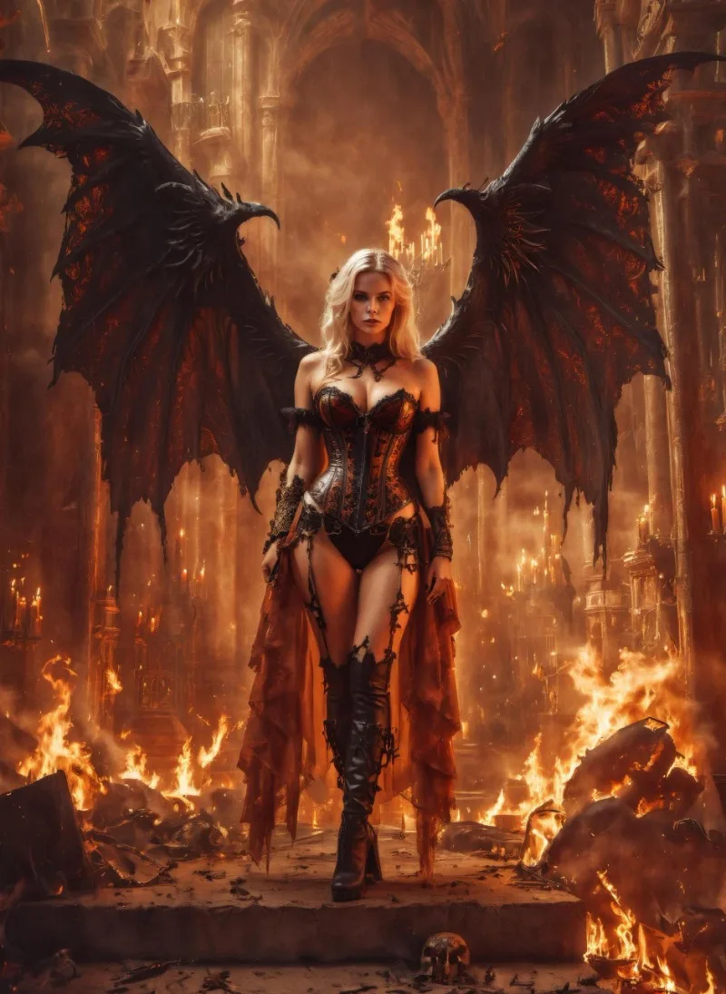 Печать на холсте Леди Рыцарь Темный Демон