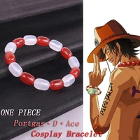 japan anime portgas d ace luffy bracelet red beads agate cosplay prop jewelry decor jewellery for girl hot gifts