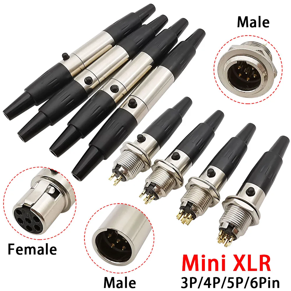 5 компл. Мини XLR папа Гнездо аудио разъем переходник 3/4/5/6 ядер XLR штекер авиационный панельный разъем Кабельный разъем