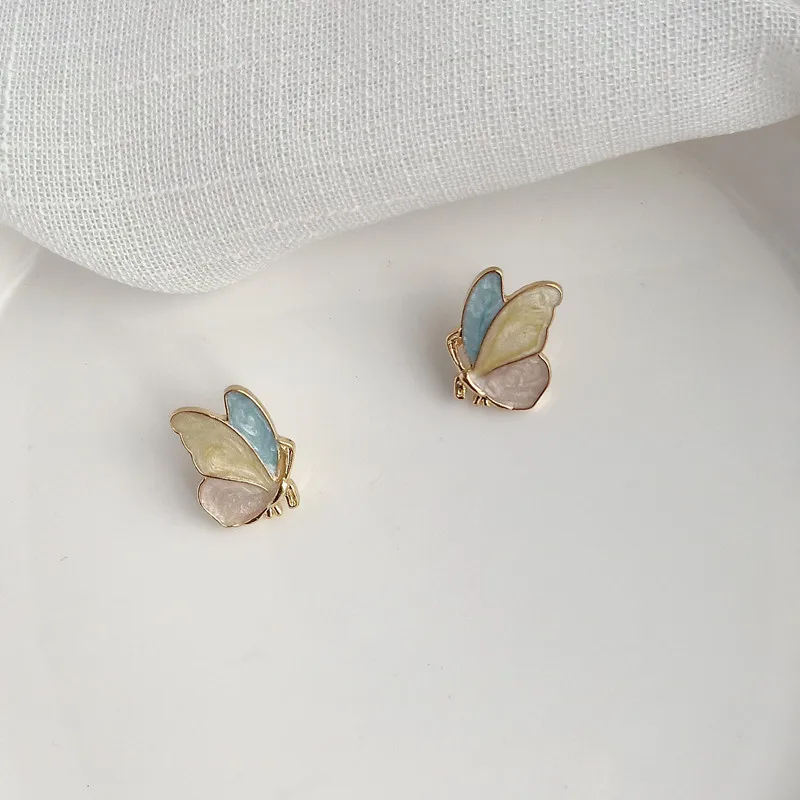 Lispector корейские эмалевые серьги-гвоздики в форме бабочки для женщин модные