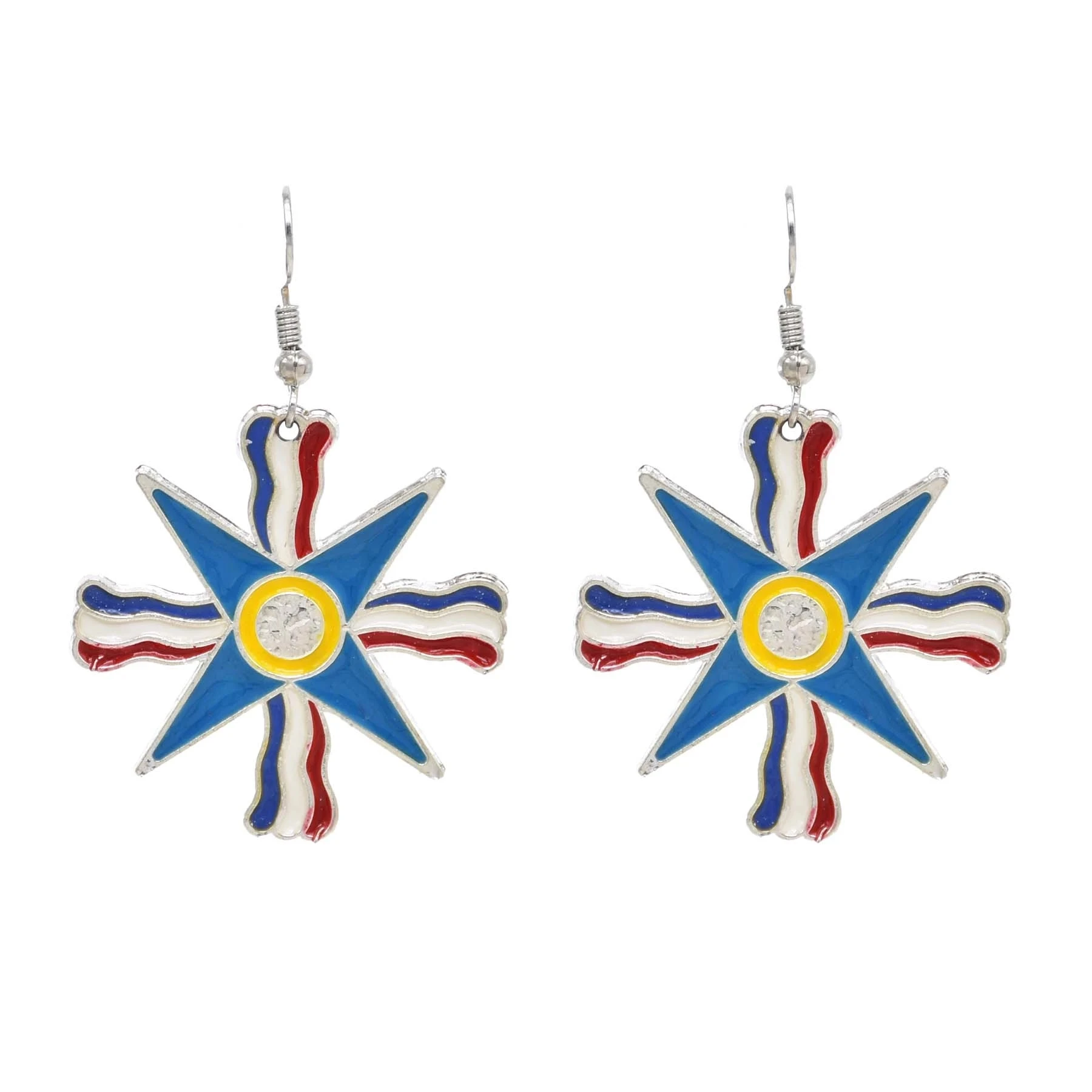 

Classic European and American Fashion Colorful Five Point Assyrian Empire Flag Star Pendant Earrings