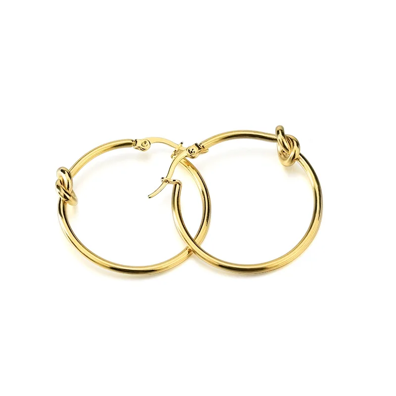 Dropshipping Korea Fashion Knotted Original Earrings Women Stainless Steel Round  East Gate Jewelry Wholesale