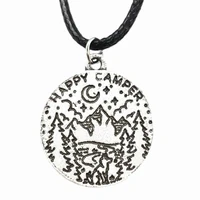 happy camper moon star mountain pine tree cute small charm necklace camping jewelry