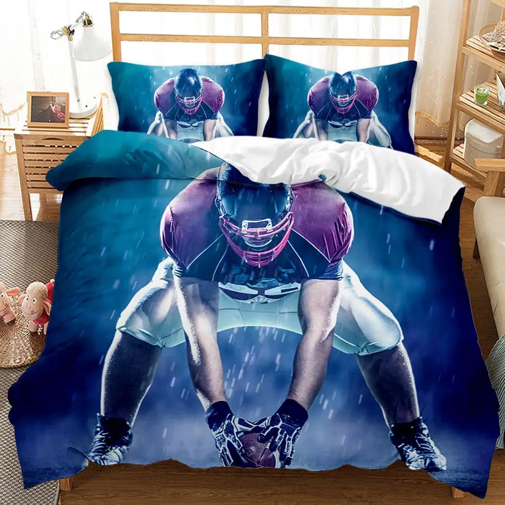 

America Football Cover Set Full/King/Queen Sport Duvet Bedding Set Boys Teens Rugby Quilt Cover 2/3pcs Polyester Comforter Cover