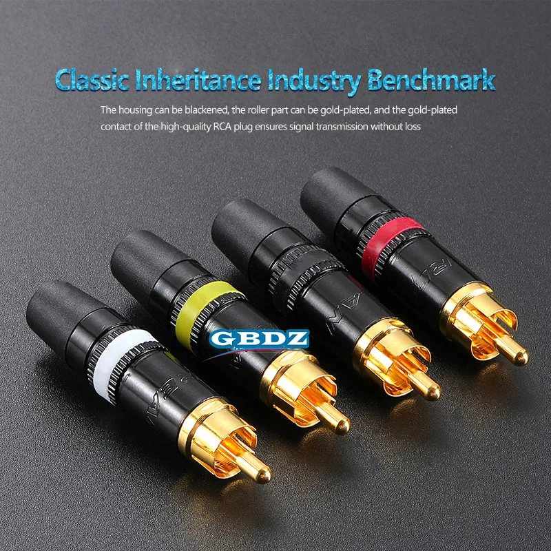 Позолоченный разъем RCA с головой лотоса аудио-видео штекер хвост цветным