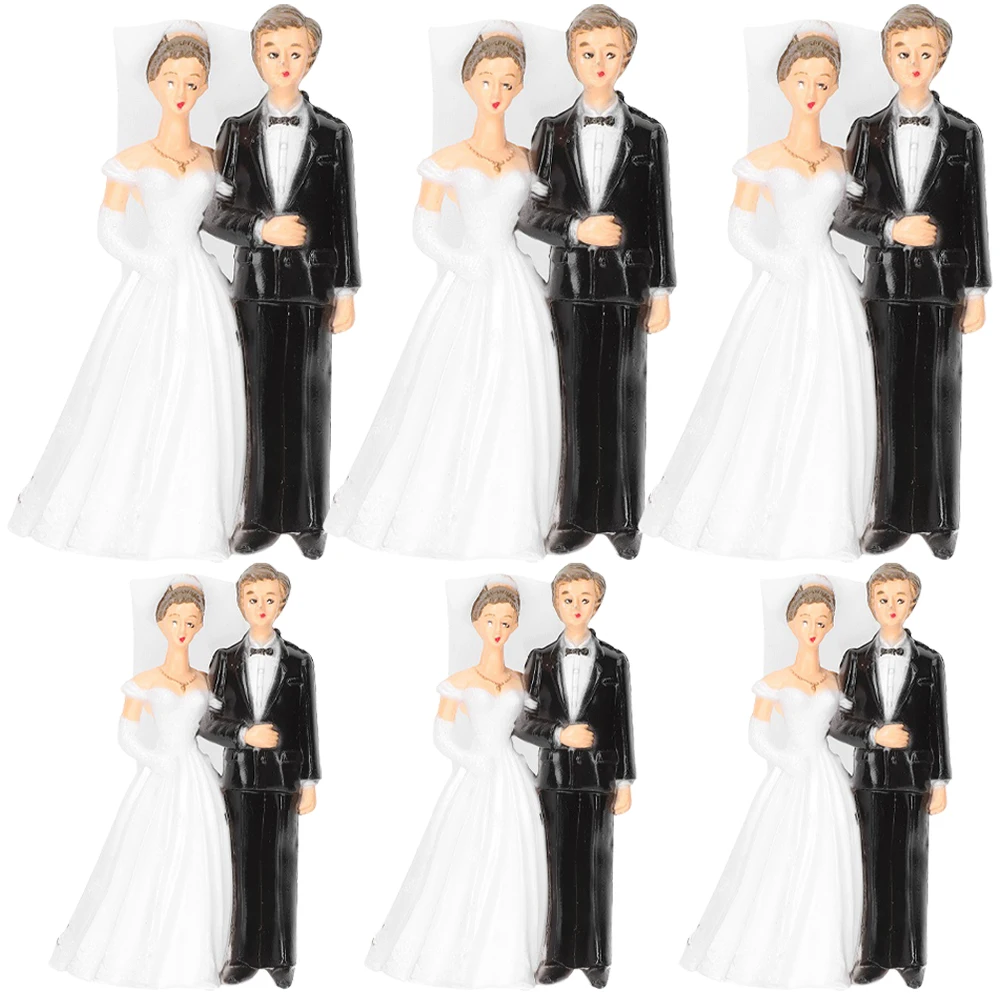 

6pcs Mini Romantic Couple Figurine Lovers Figures Wedding Dolls Romantic Wedding Bride Groom Statue Miniatures Figurines Decor