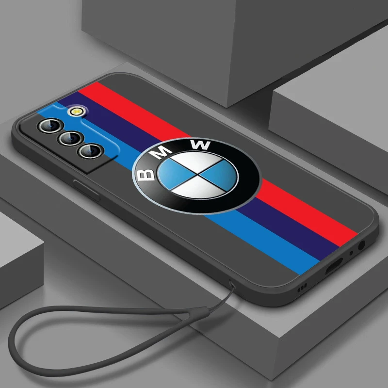 

Car Bmw Luxury For Samsung Galaxy S23 S22 S21 S20 S10 S9 Ultra Plus Pro FE Liquid Rope Silicone Soft Phone Case Coque Capa Cover