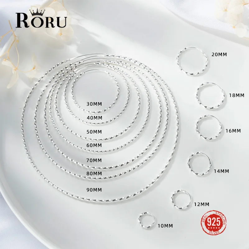 

100% 925 Sterling Silver Simple Round Hoop Earrings 1.5mm Thickness Big for Women Fashion Party Wedding Jewelry Birthday Gifts