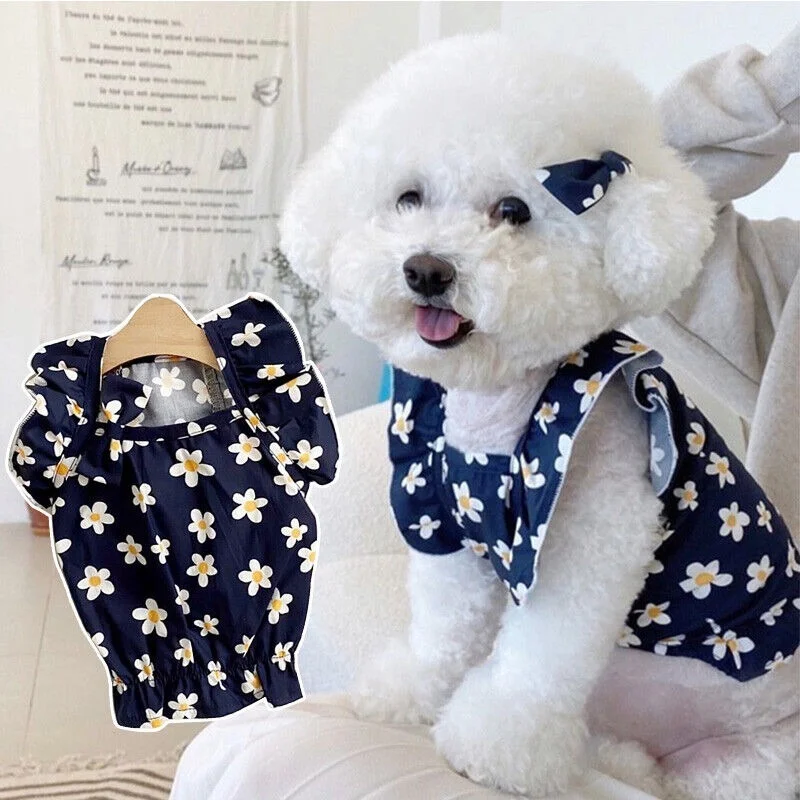 

Pet Dog Cat Clothes Summer Puppy T Shirt Small Dogs Skirt Dress Floral Vest