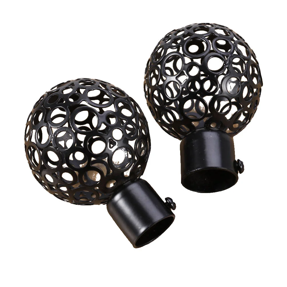 

Curtain Rod Head End Drapery Decorative Metal Pole Rods Black Round Cap Blackout Closet Finials Accessories Hooks Window