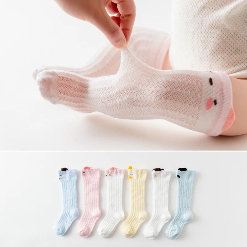 

Cartoon Newborn Baby Girl Socks Cotton Summer Infant Baby Knee High Socks for 0-3 Years 1 Pair Mesh Breathable Socks Cotton New