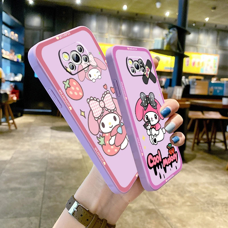 

Melody Sanrio Art Cute Anime Phone Case For Xiaomi Mi Poco X4 X3 C40 C3 M4 M3 F4 F3 GT Pro NFC 5G TPU Funda Liquid Rope Cover