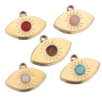 4pcs lot stainless steel oval sun rays gold charm pendants natural stone cute earring charm for diy necklace jewelry making bulk