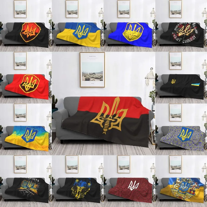 

Стилизованное одеяло Tryzub и красно-черное мягкое Фланелевое флисовое покрывало с гербом Украины