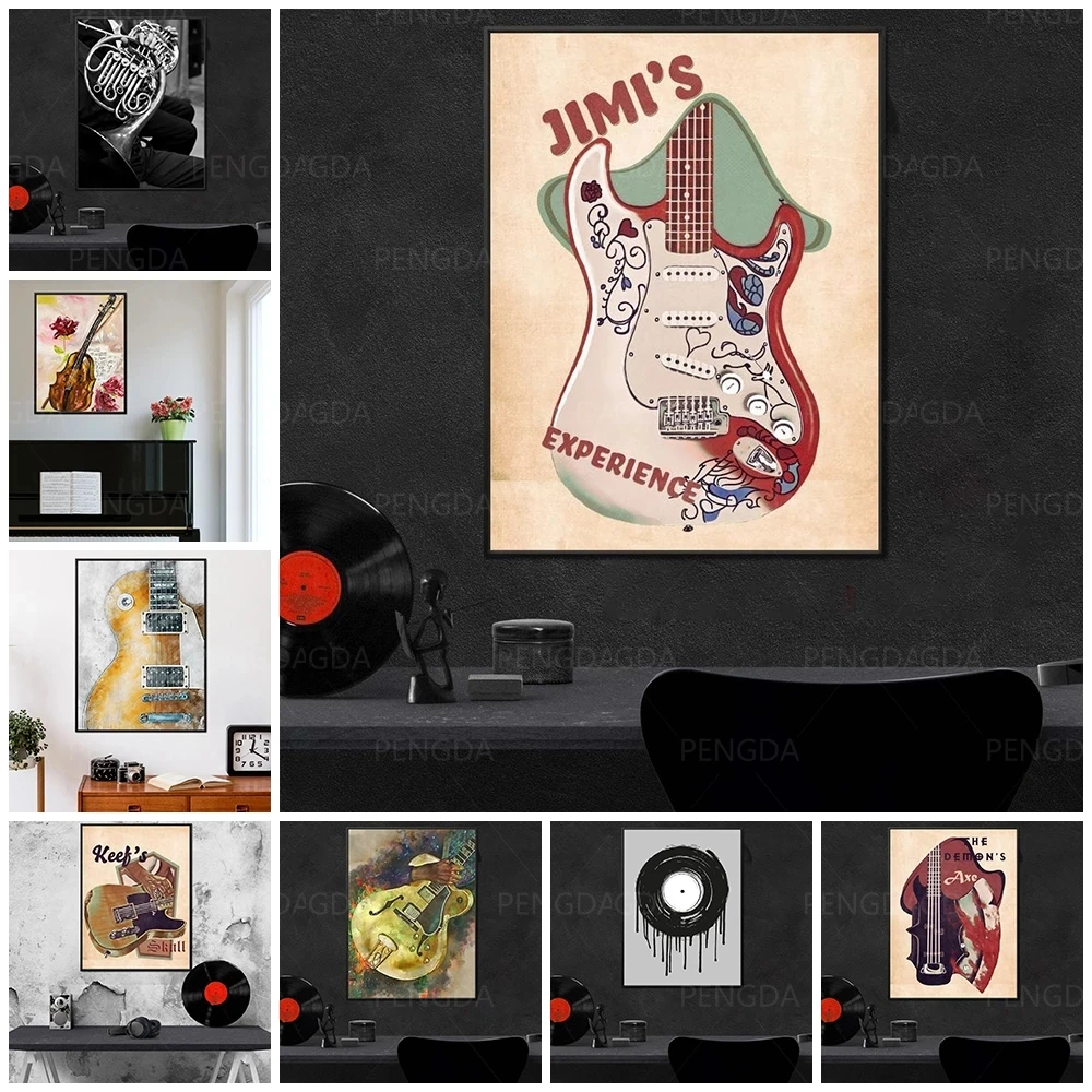 

Printed Home Decoration Musical Instrument Guitar Piano No Frame Canvas Painting Modular Poster Modern Wall Art Abstract Picture