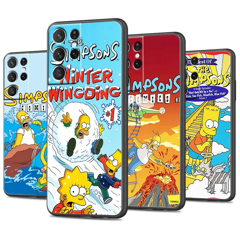 

Homer Jay Cute Simpson For Samsung Galaxy S22 S21 S20 FE Ultra S10 S9 S8 S7 S6 Plus 5G Silicone Soft Black Phone Case