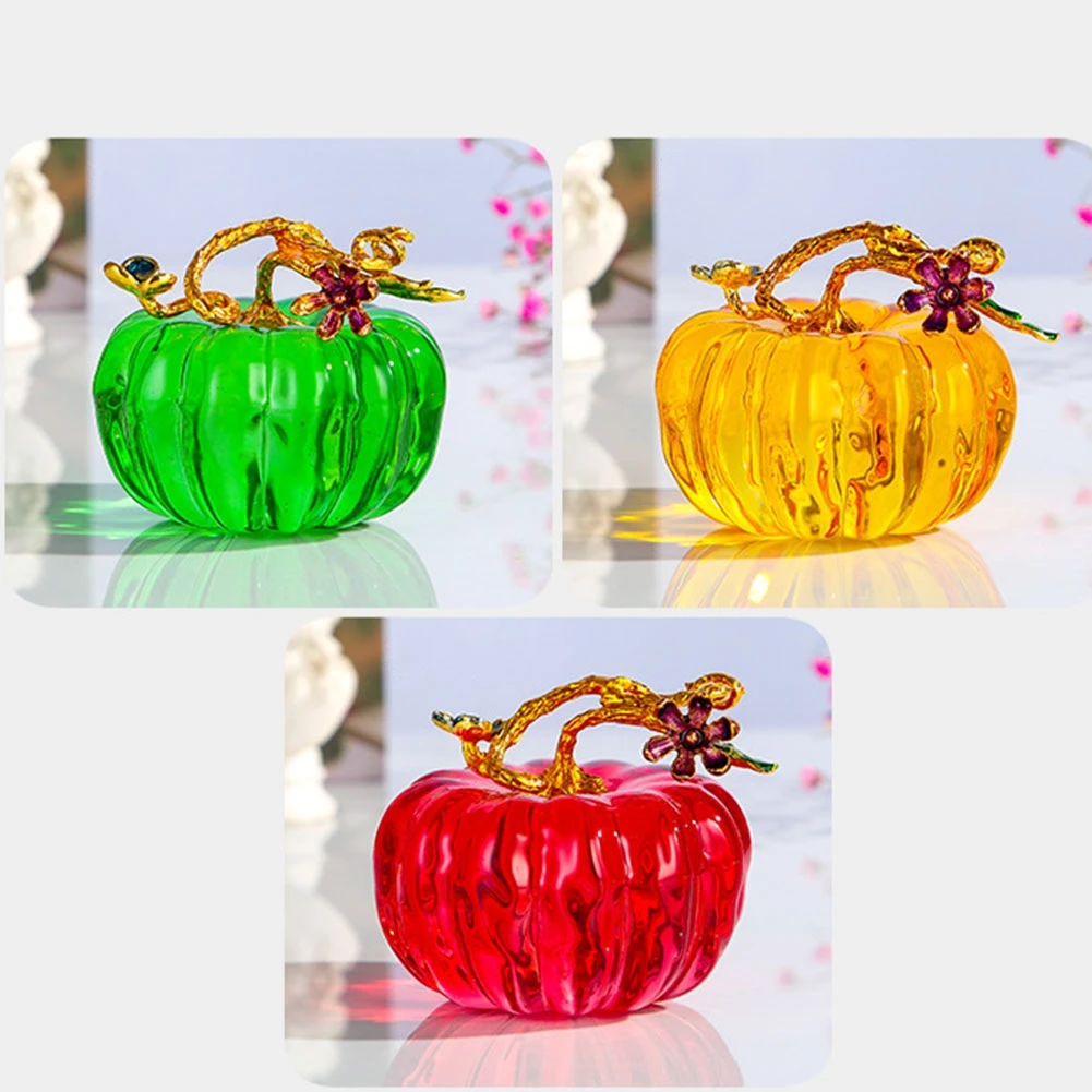 

1pc Glass Crystal Pumpkin Ornament Figurine Festival Home Decoration Gift Souvenir 65mm Halloween Souvenir