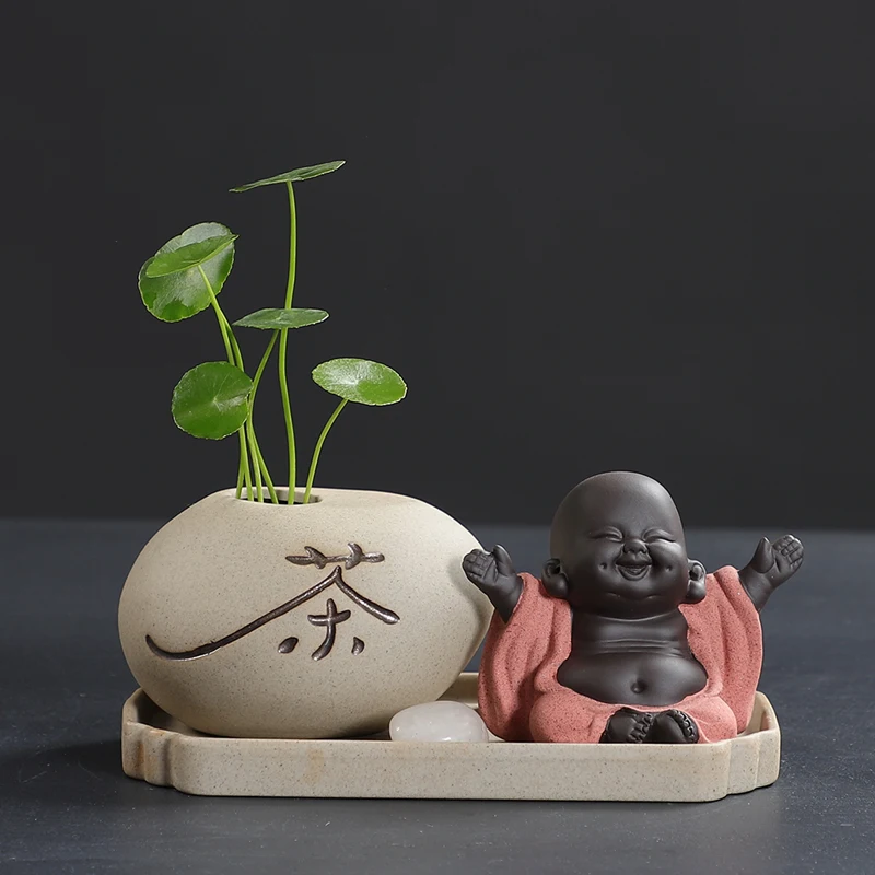 

Creative Personality Zen Monk Vase Tabletop Chinese Flower Decoration Tea Ceremony Flower Art Lovely Hydroponic Flower Pot