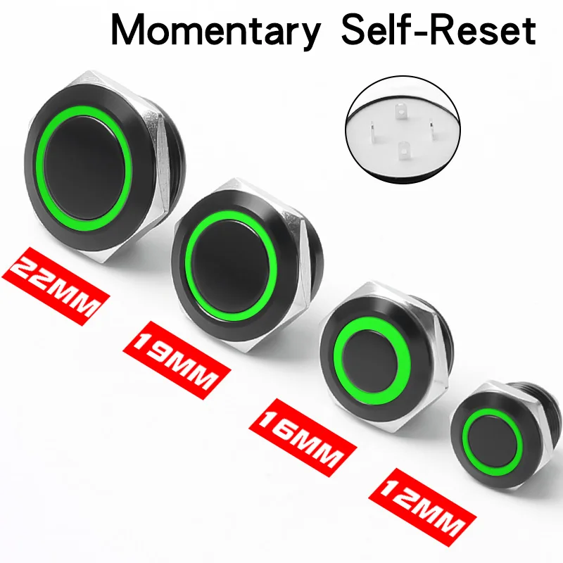 

Металлический кнопочный переключатель 12/16/19/22 мм