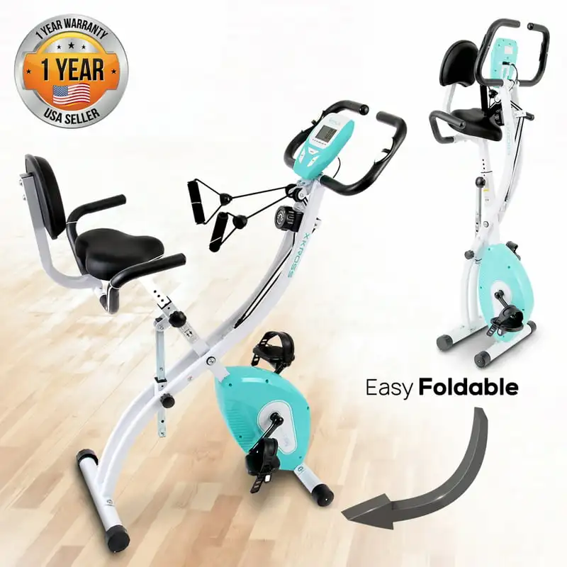 

Stationary Exercise Bike - Digital Fitness Bicycle Pedal Trainer with Pulse Monitor, Fold-Away Style