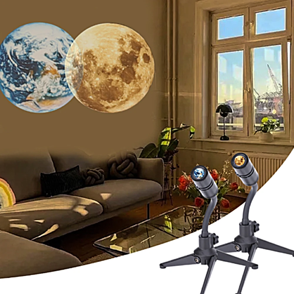 

LED Projector Night Light Moon Earth Projector Lamp Home Decoration Bedroom Rotating Projection Effect LED Lamp Night Light