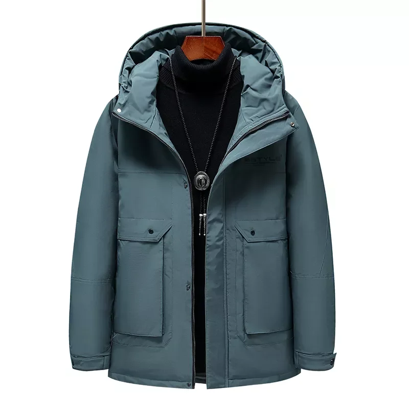 

Men Solid Puffer Coat Casual High Quality Thermal Male Overcoat Men's Duck Down Hooded Thick Warm Parkas