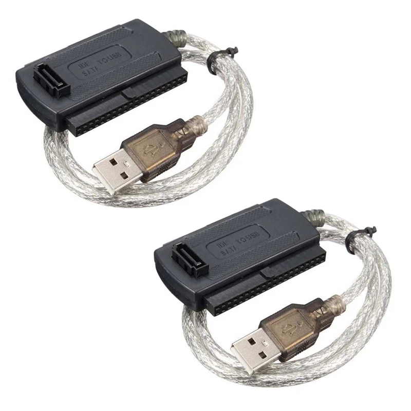 

2X USB 2.0 Male To IDE SATA 2.5 Inch 3.5 Inch Converter Adapter Cable Hard Drive HDD Black