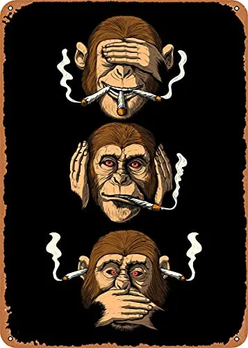 

Три клонированные мудрые обезьяны винтажный вид металлический знак патент художественные принты Ретро подарок 8x12 дюймов