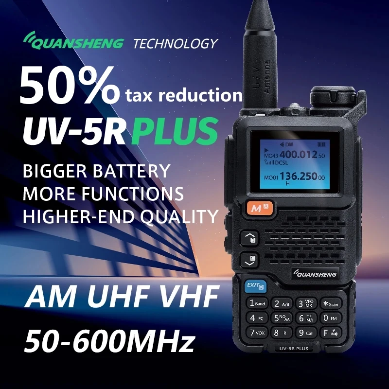 Quansheng UV 5R Plus Walkie Talkie Портативный Am Fm двусторонний радиокоммутатор VHF Station K5