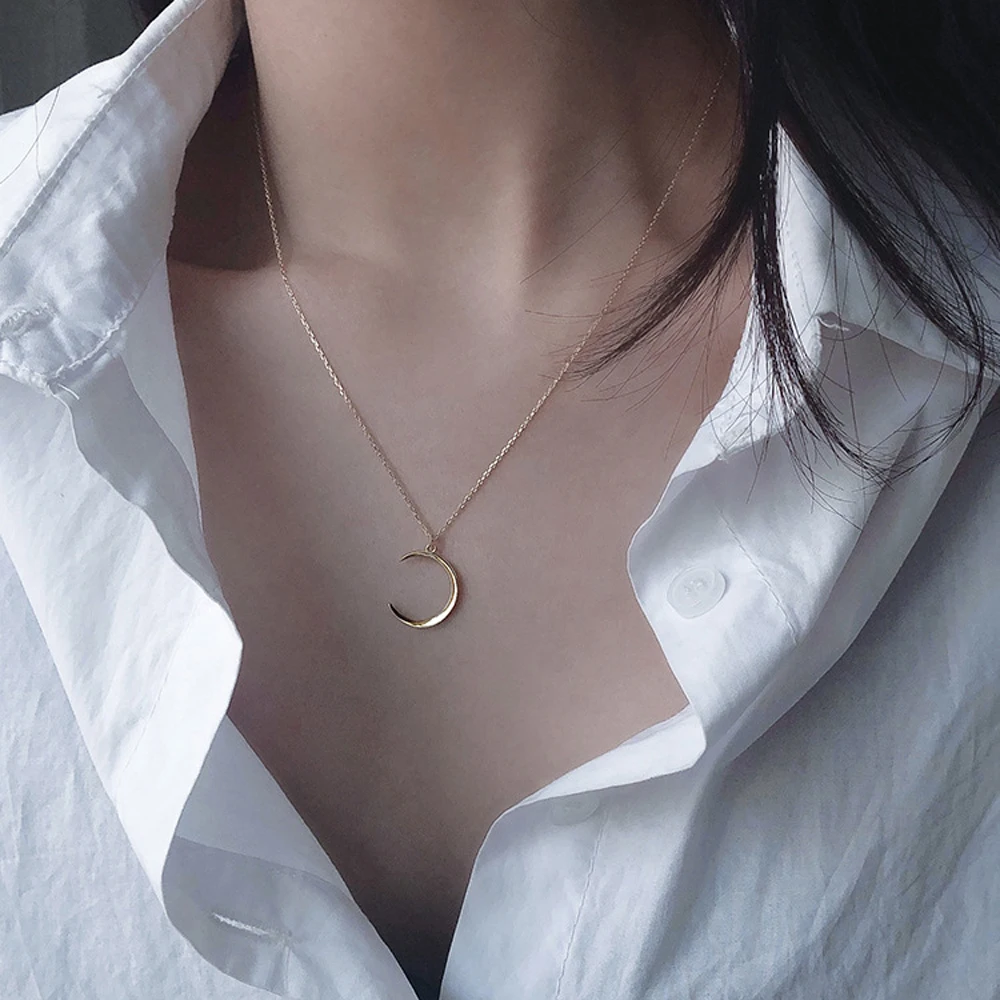 

FSUNION New Fashion Sweet Moon Silver Plated Jewelry Temperament Crescent Clavicle Chain Pendant Necklaces For Women 2023 Gifts