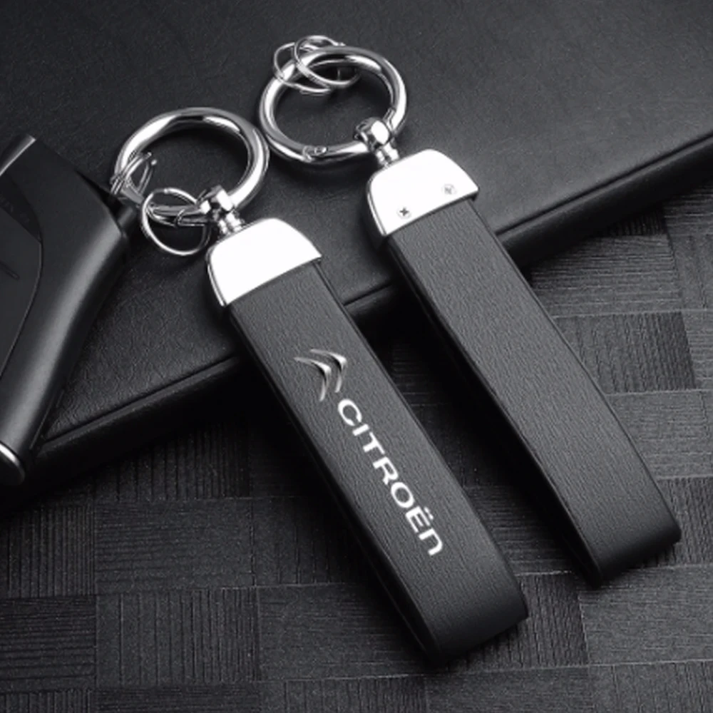

3D Metal Leather For Citroen C4 Car Styling Key Chain Keychain Ring C5 C1 C3 C2 Berlingo Celysee Cactus Picasso Aircross VTS New