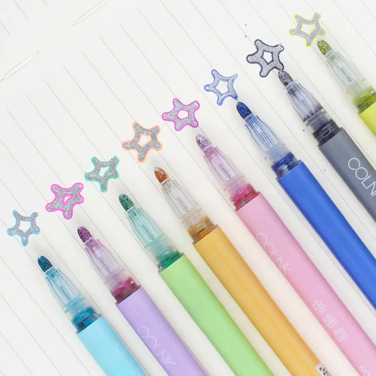 Color Outline Pen Students Draw Outline Pen By Hand Two-color Fluorescent Pen Outline Marker Set Art Supplies