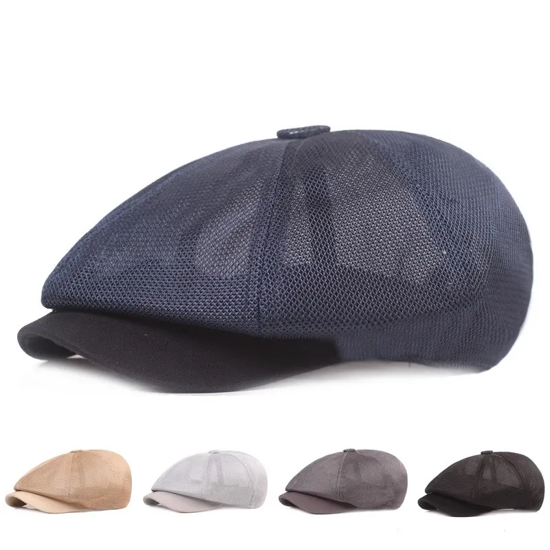 

2021 Mesh Breathable Octagonal Hat All-match Newsboy Hat for Men and Women Outing Sunshade Beret Boina, Painter Hat, Forward Hat
